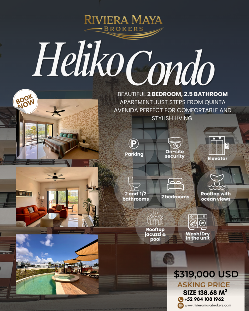 Heliko Condo advertisement with property features.