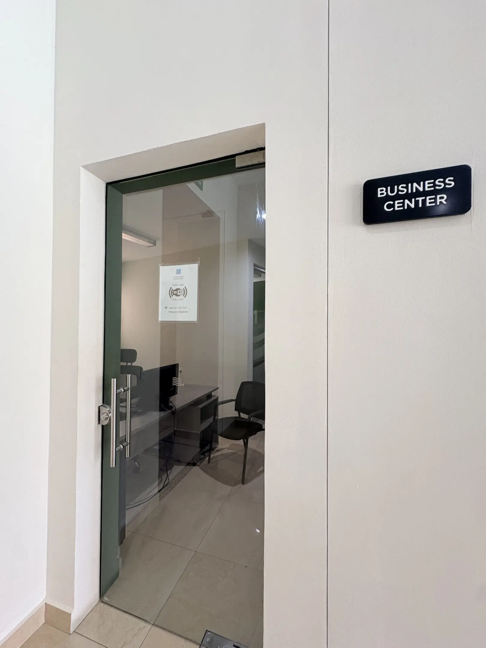 Glass door entrance to business center