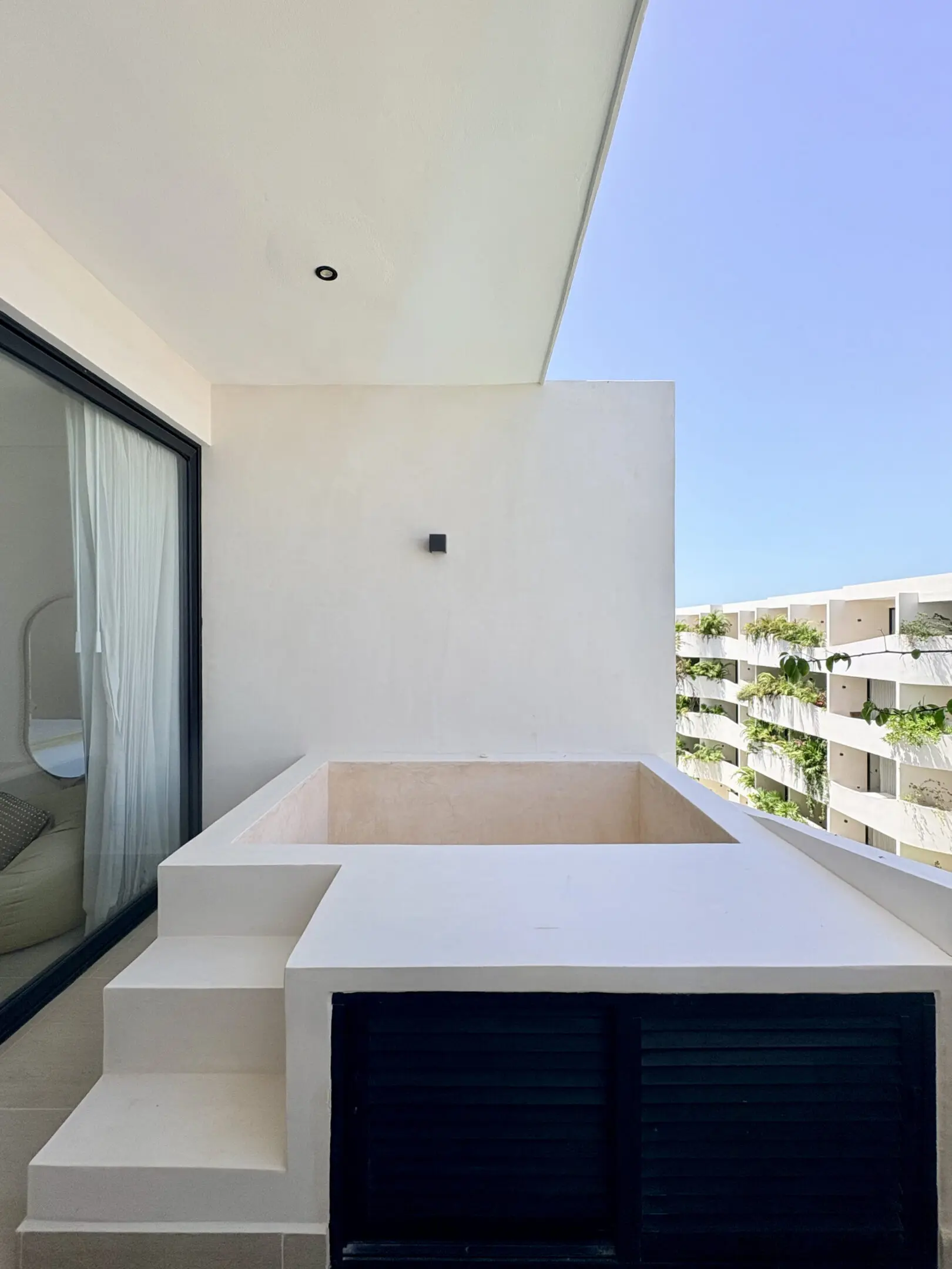 Modern balcony with private plunge pool