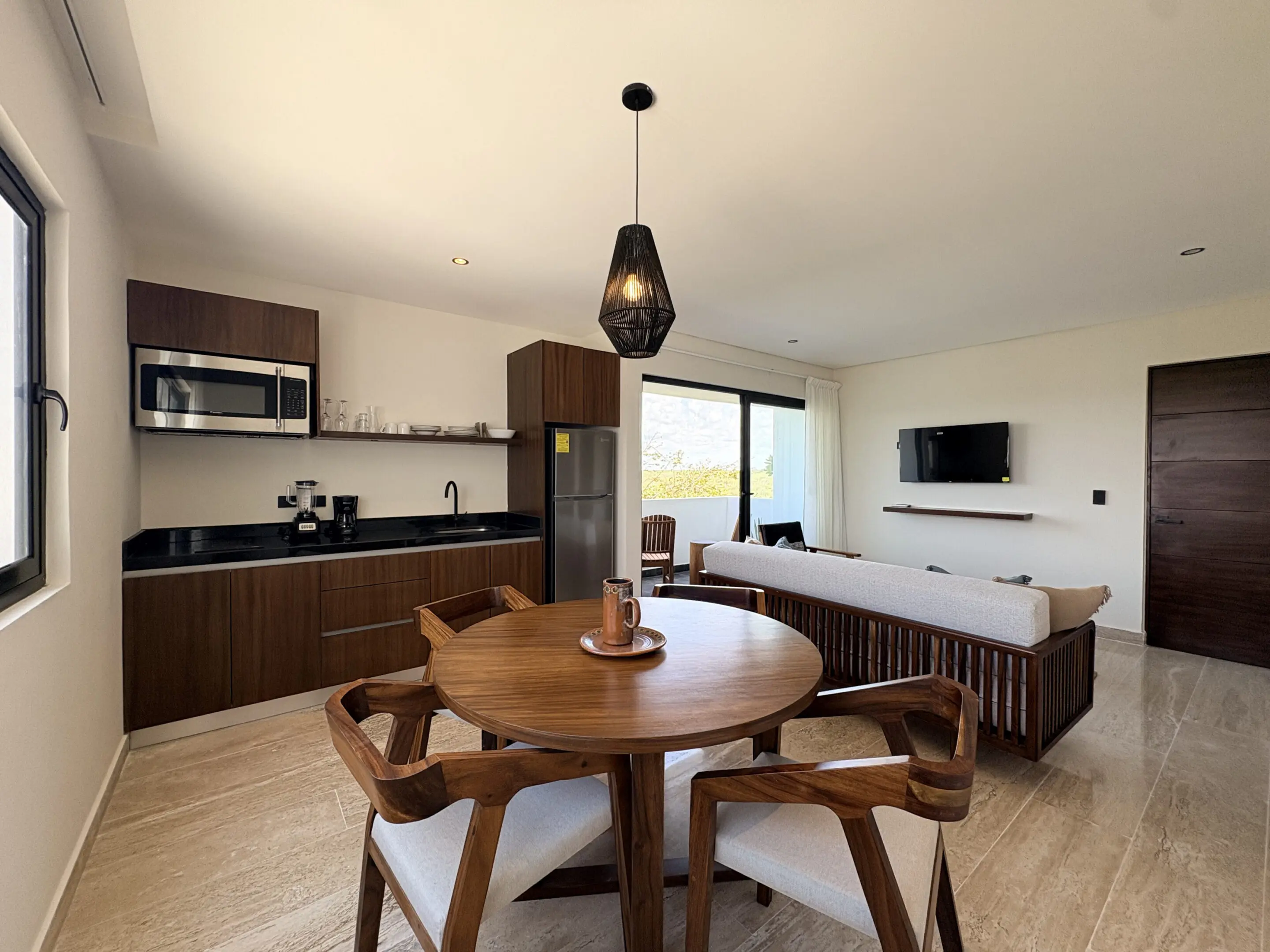 Modern open concept living room and kitchen
