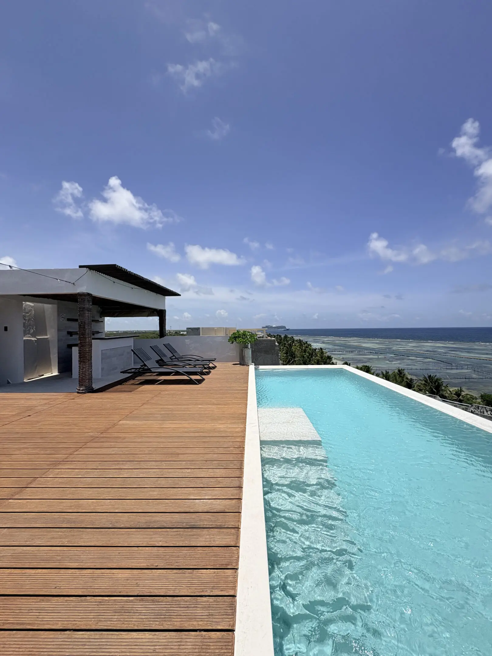 Rooftop infinity pool with ocean view