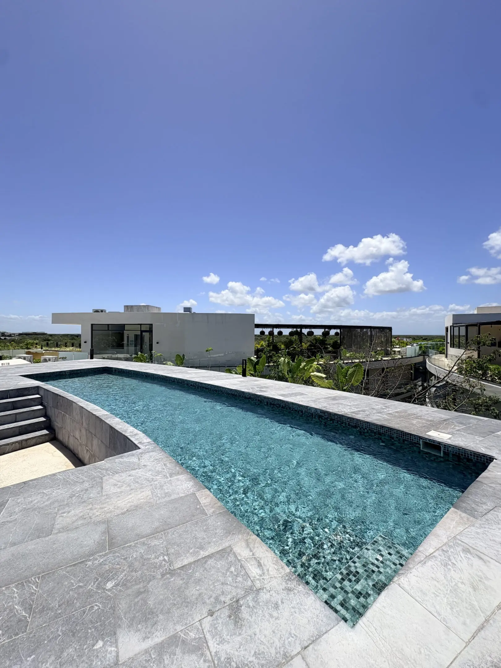 Rooftop infinity pool at modern villa
