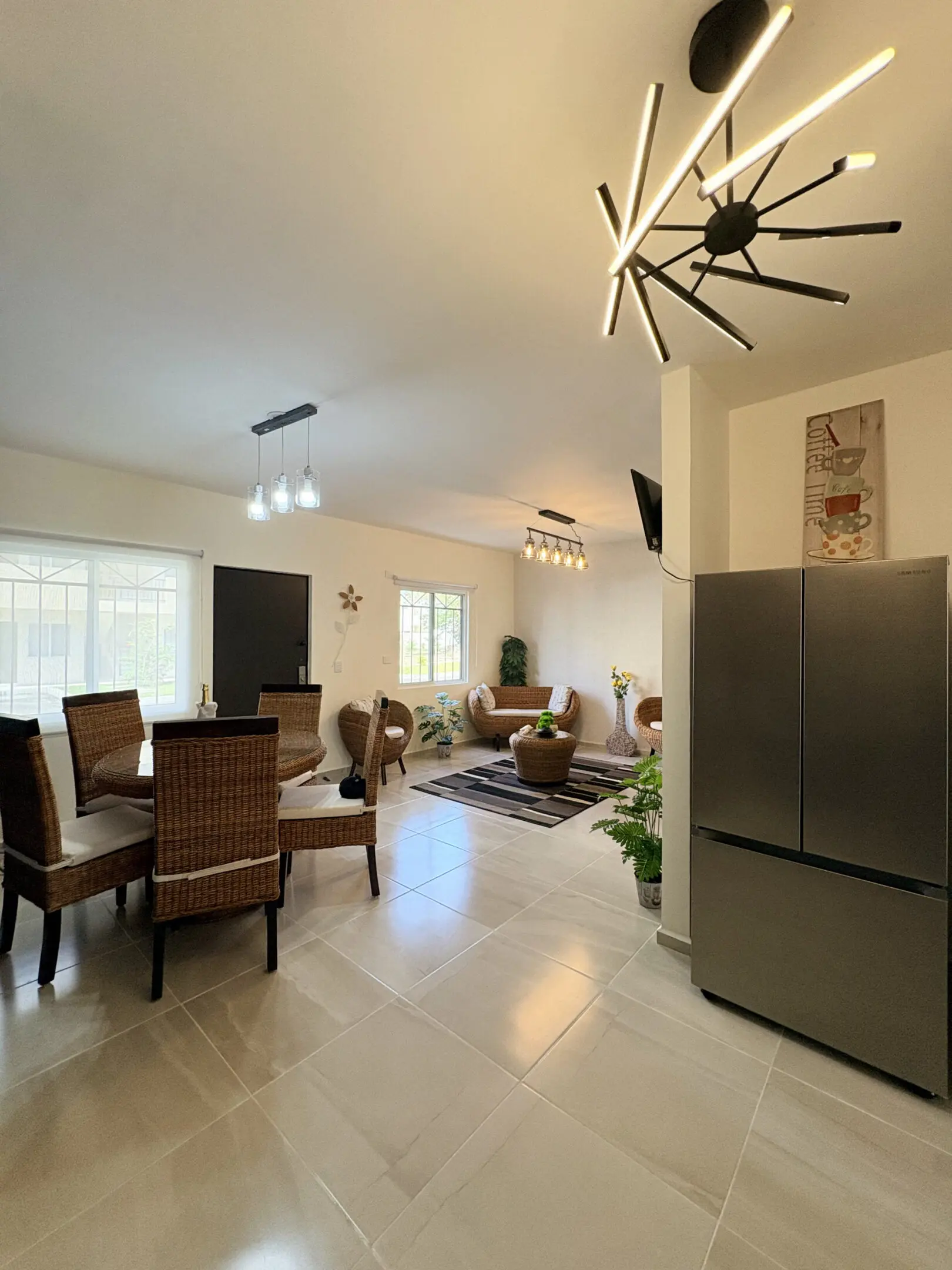 Open-plan modern living and dining area
