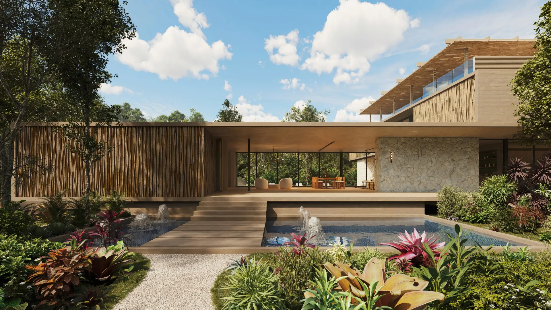 Modern tropical villa with pool and deck