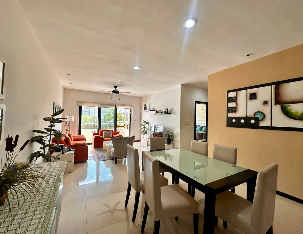 Bright modern open-plan dining and living room